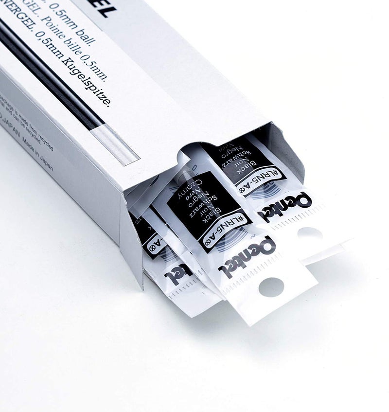 Pentel LRN5ABX Gel Pen Refills, f/EnerGel, 0.5mm, Needle Tip, 12/BX, BK Ink - Image 4